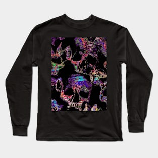 Skulls // Glitch Art Long Sleeve T-Shirt